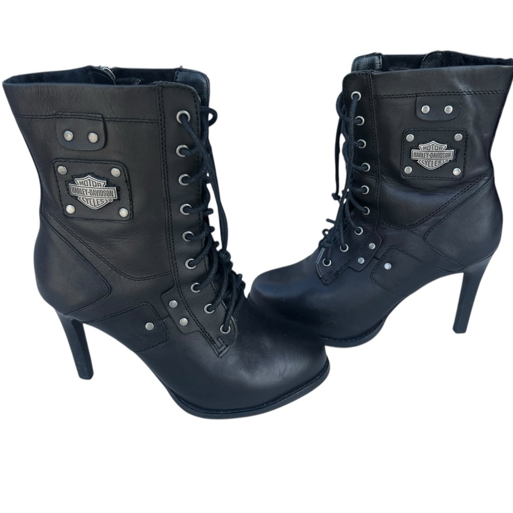 Harley-Davidson Black Leather High Heel Stilettos! Size 5.5M